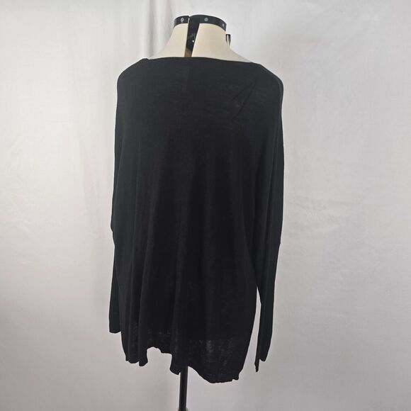 RDI Sweater Women's 1X Black Knit Long Sleeve High Low Hemline Pockets NWT - Picture 12 of 16